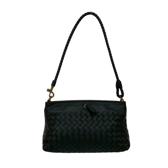 BOTTEGA VENETA Black Leather Intrecciato Shoulder Bag - Picture 1 of 9